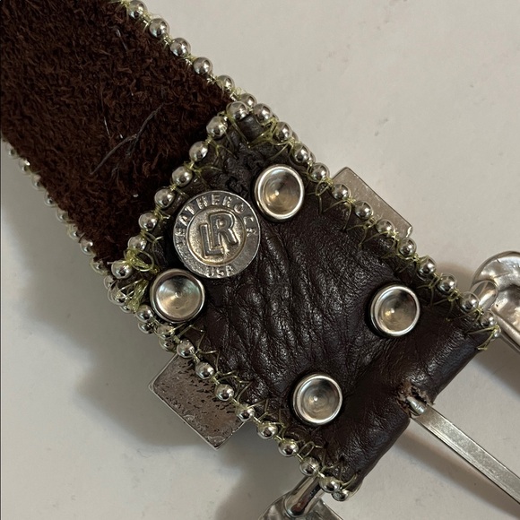 Leatherock Belt Buckle Textured Brown with Silver Rhinestone Embellishments main image 12